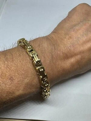 Brazalete bizantino cadena caja jaula oro 9ct 6mm/9mm ancho Foto 1 de 4