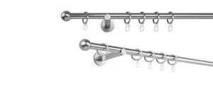 Gardinenstange auf Maß Rohr Ball Wandabstand 12cm Farbe: Edelstahl-Optik - Bild 1 von 125