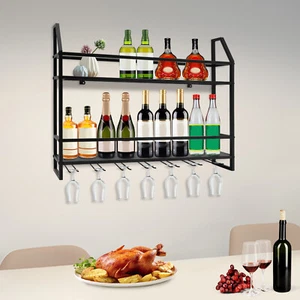 Estante de almacenamiento de copas de vino montado en la pared Soporte para botellas Bar Estante para vino NUEVO - Imagen 1 de 11