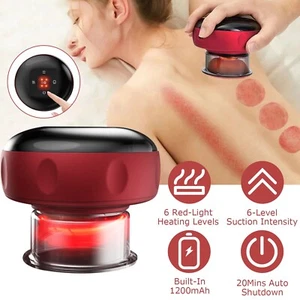 6/12 Levels Electric Cupping Therapy Smart Scraping Massager Red Light Heating - Picture 1 of 34