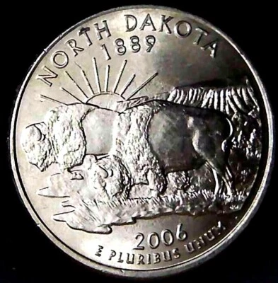 2006-P 25C State Quarter North Dakota BU CN CLAD 22ow0917 - Image 1 of 2