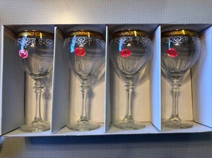 Italy Glass Cristalleria Fumo Box Set of 4 Wine Glasses  NEW In Original BOX - Picture 1 of 12
