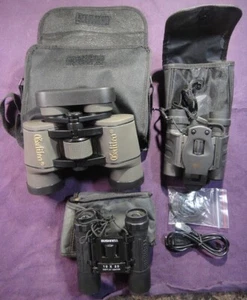 Binocurama, 2 Galileo binoculars and 1 Bushnell folding all with carry cases - Picture 1 of 17