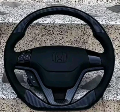 Volante HONDA CR-V (2007-2011) negro fibra de carbono y cuero. Foto 1 de 4