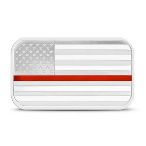 1 oz SilverTowne American Flag Red Line Firefighter Silver Bar (New, In Capsule) - Picture 1 of 2