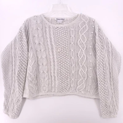 Suéter WinterSilks tejido con cable marfil crema seda corte medio transpirable Foto 1 de 4