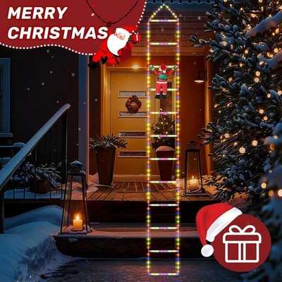Santa Claus Climbing Ladder Christmas String Lights USB LED 8 Modes Fairy X-Tree - Image 1 of 4