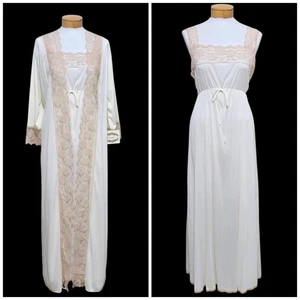 NWT Cachet  Lingerie Gown & Robe Sz M Lace Maxi Bride Angel Fairy Cream Gift - Picture 1 of 21