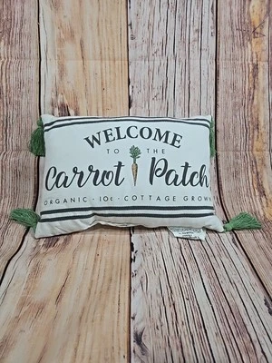 Decorative Pillow Welcome To The Carrot Patch Home Decor Size 16"x11.5" New - Image 1 of 3