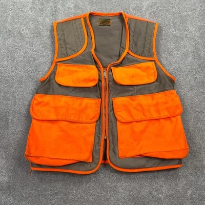 SAFTBAK Canvas Hunting Vest Shoulder Pads Rear Game Bag Men's Size XL Orange Tan - Image 1 of 4