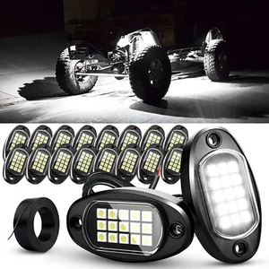 16Pods Pure White Rock Lights LED Underbody Glow Lamps for Offroad Pickup Truck - Picture 1 of 10