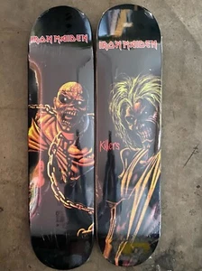 JUEGO DE 2 TABLAS DE SKATE VISION X IRON MAIDEN "KILLERS" RARAS PRINCIPIOS DE LA DÉCADA DE 2000 - Imagen 1 de 3