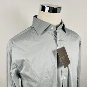 Camicia elegante Thomas Dean Collection 16,5 37 verde pallido misto cotone nuova con etichetta - Foto 1 di 5
