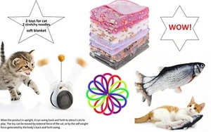 Set für Katze 5 in 1 Spielzeug für Katze 1 Decke + Fisch + Pendel mit Katzenminze + 2xNudeln - Bild 1 von 7