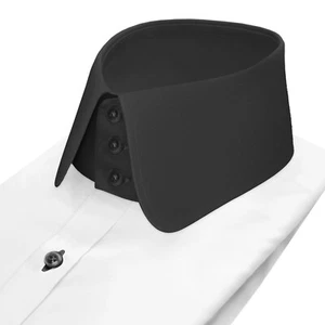 Camisa única blanca de algodón con cuello alto Shelby Brothers cuello negro para hombre - Imagen 1 de 7
