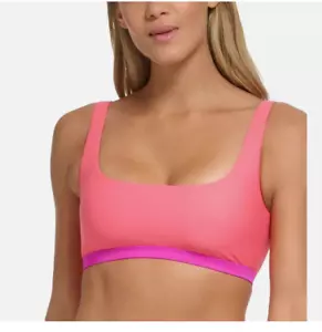 DKNY Mujer Borde en Contraste Cuello Cuadrado Ropa de Playa Bikini Natación Top S (a169) - Imagen 1 de 3