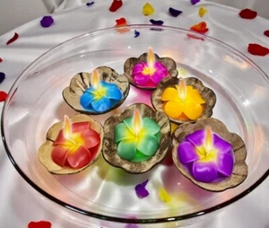 Scented Frangipani Flower Candles Coconut Shell Candles Spa Decoration Candles - Picture 1 of 47