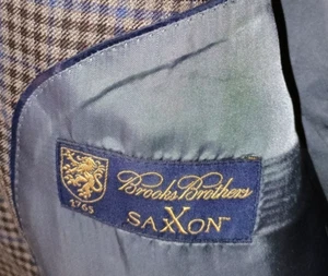 Brooks Brothers 1818 Saxxon Men's Sport Coat 46/48R Black/Gray/Blue - Picture 1 of 7