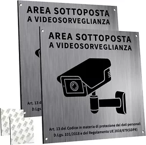 Cartello Area Videosorvegliata Alluminio, 2 Pezzi Cartello Videosorveglianza - Foto 1 di 12