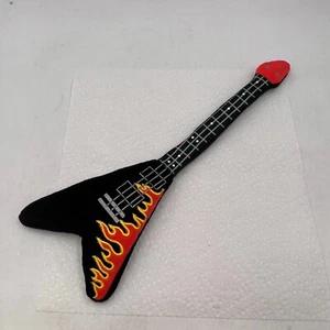 2007 Rock Guitar Plush by Nanco BLACK & FIRE FLAME 15" FLYING VEE - Picture 1 of 9