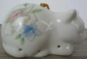De Colección Pastel Floral Cerámica Gatito Gato Estatuilla Popurrí Adorno Japón Primavera Años 80 - Imagen 1 de 8