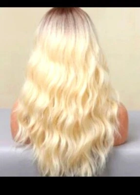 Peluca ondulada sintética color ombre natural larga marrón rubia blanca peluca resistente al calor Foto 1 de 4