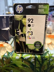 HP 92 Black/93 Tri-color Ink Cartridges Combo Pack- New - Picture 1 of 3
