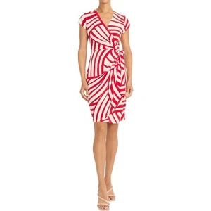 Maggy London Womens Red Printed Wrap Dress 8 BHFO 6831 - Picture 1 of 2