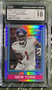 2024 TOPPS CHROME '74 CGC 10 RC REFRACTOR MALIK NABERS #74TF-7 TOPPS 1974 - Picture 1 of 2