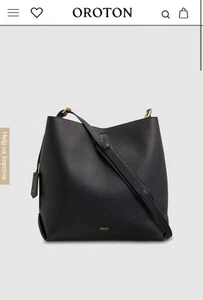 OROTON MARGOT HOBO GENUINE LEATHER LARGE CROSSBODY SHOULDER BAG IN BLACK RRP$529 - Picture 1 of 9