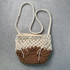 Aerie Macrame Umhängetasche braun creme Boho gewebt Schultertasche - Bild 1 von 10