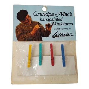 Grandpa Macs Clothes Pin Set of 4 Dollhouse Miniatures Vintage NOS - Picture 1 of 5