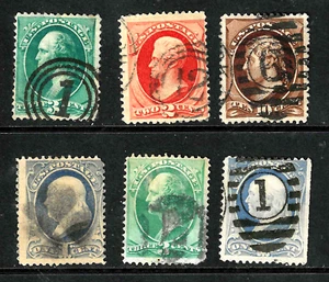 Collection HEART & NUMBERS Fancy Cancel 1-10 Cent Banknote 1871-83 US 45F31 - Picture 1 of 3