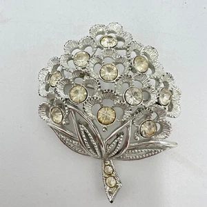 Sarah Coventry Brosche Anstecknadel Vintage Sparkle Lites Strass silberfarben Blumen - Bild 1 von 8