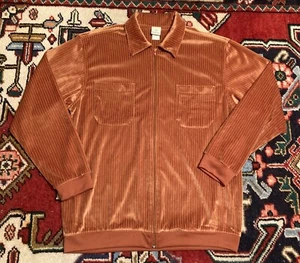 Vintage Haband Ribbed Velour Track Jacket Full Zip Velvet Pockets Men’s Large - Picture 1 of 9