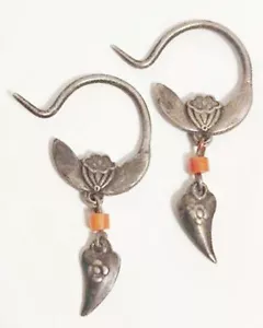 Vintage Chinese Silver Lotus Seed Pod Dangling Earrings - Picture 1 of 18