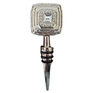 Pewter Bottle Stopper Crystal Center 5.5” - Picture 1 of 3