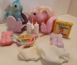 Vintage My Little Pony G1 Noodles & Doodles Lot Baby Newborns Pink Blue ABC's g - Picture 1 of 8