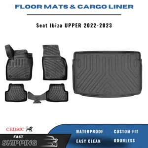 Car Floor Mats+UPPER Cargo Liner for Seat Ibiza 2022-2023 3D TPE FULL Set - Picture 1 of 17