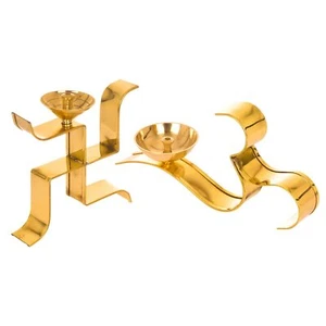 Brass Swastik Diya Oil Puja Lamp Decorative for Home Office Gifts Decor - Picture 1 of 3