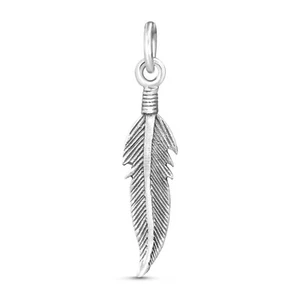 Tribal Feather .925 Sterling Silver Pendant or Charm - Picture 1 of 5