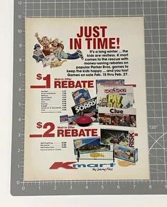 Vintage K Mart Store 1988 Print Ad Parker Bros. Board Games Advertisement  - Picture 1 of 1