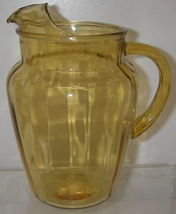 Anchor Hocking Glass TREND Honey Gold Pitcher 86 oz ice lip Pillar Optic - Bild 1 von 6