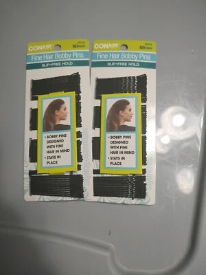 Lot Of 2 Conair Pin and Hold Curved Bobby Pins, Black, 60-Count - Image 1 of 4