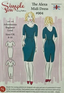 NEW 'SIMPLE SEW' THE ALEXA MIDI DRESS SEWING PATTERN 004 SIZES 8-18 - Picture 1 of 2
