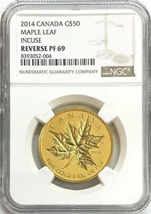 2014 GOLD CANADA 552 MINTED $50 MAPLE LEAF 1 oz REVERSE PROOF COIN NGC RPF 69 - Picture 1 of 2