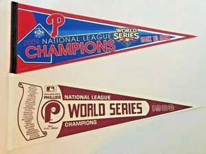 PHILADELPHIA PHILLIES 1983+2009 WORLD SERIES MLB BASEBALL VINTAGE PENNANTS MINT - Picture 1 of 1
