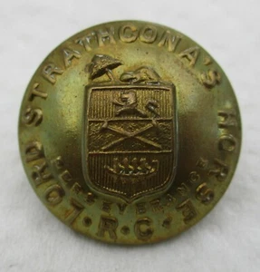 Rare Canadian:"LORD STRATHCONA'S HORSE BRASS BUTTON" (Large, 25mm, 1940s-1950s) - Picture 1 of 3