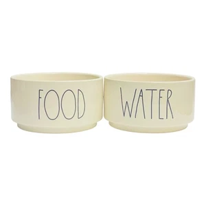 Colección Artesanal RAE DUNN por Magenta Estampado Grande “FOOD & WATER” Cuencos para Perros, 2 - Imagen 1 de 8