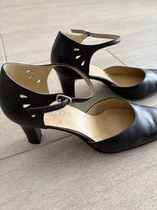 Women Classic Dressy Heels w/ Ankle Strap-Black-Stable 3 Inch-Size 8.5M-Aerosole - Picture 1 of 4
